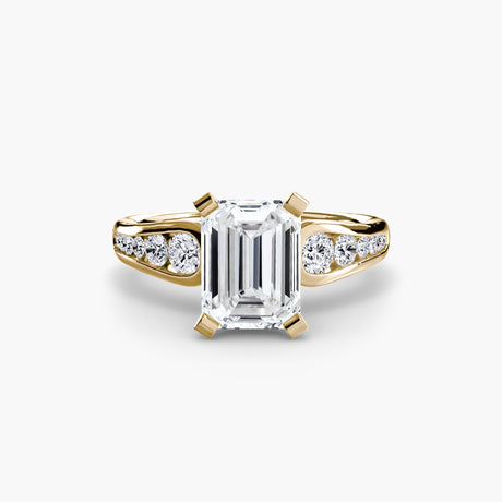 CLARTÉ Emerald Cut Pavé Solitaire Ring Setting in Yellow Gold | SARATTI