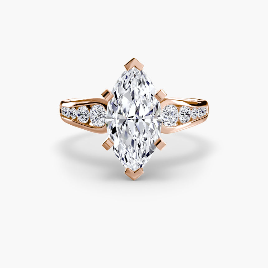 CLARTÉ – Marquise Cut Pavé Solitaire Ring Setting in Rose Gold | SARATTI