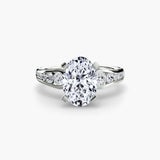 CLARTÉ oval cut pavé solitaire ring setting in platinum | SARATTI