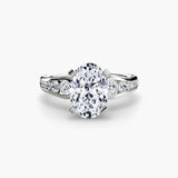 CLARTÉ oval cut pavé solitaire ring setting in white gold | SARATTI