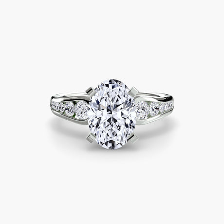 CLARTÉ oval cut pavé solitaire ring setting in white gold | SARATTI