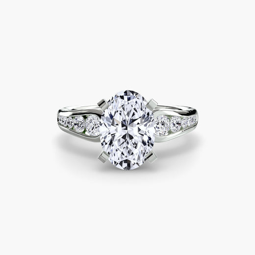 CLARTÉ oval cut pavé solitaire ring setting in white gold | SARATTI
