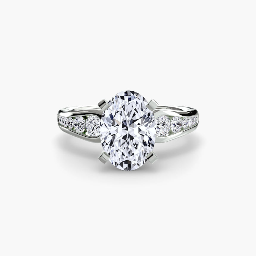 CLARTÉ oval cut pavé solitaire ring setting in white gold | SARATTI