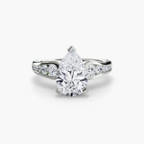 CLARTÉ – Pear Cut Pavé Solitaire Ring Setting in White Gold | SARATTI