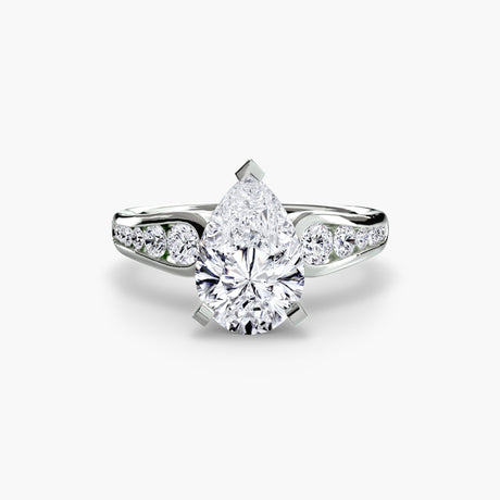 CLARTÉ – Pear Cut Pavé Solitaire Ring Setting in White Gold | SARATTI