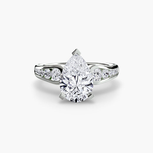 CLARTÉ – Pear Cut Pavé Solitaire Ring Setting in White Gold | SARATTI