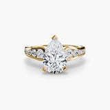 CLARTÉ – Pear Cut Pavé Solitaire Ring Setting in Yellow Gold | SARATTI