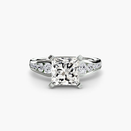 CLARTÉ – Princess Cut Pavé Solitaire Ring Setting in White Gold | SARATTI