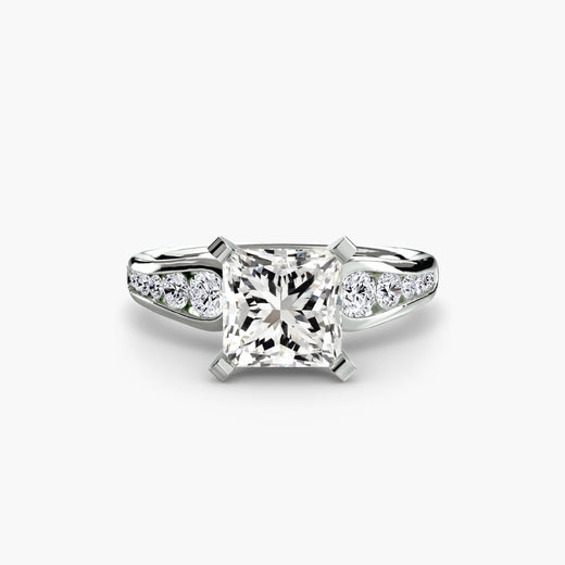 CLARTÉ – Princess Cut Pavé Solitaire Ring Setting in White Gold | SARATTI