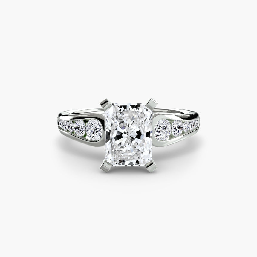 CLARTÉ Radiant Cut Pavé Solitaire Ring Setting in 950 Platinum | SARATTI