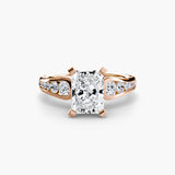 CLARTÉ Radiant Cut Pavé Solitaire Ring Setting in Rose Gold | SARATTI