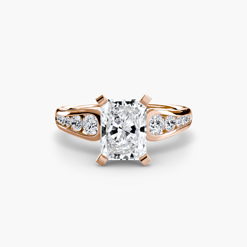 CLARTÉ Radiant Cut Pavé Solitaire Ring Setting in Rose Gold | SARATTI