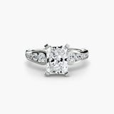 CLARTÉ Radiant Cut Pavé Solitaire Ring Setting in White Gold | SARATTI