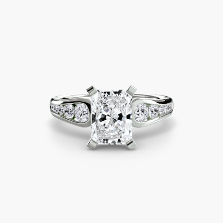 CLARTÉ Radiant Cut Pavé Solitaire Ring Setting in White Gold | SARATTI