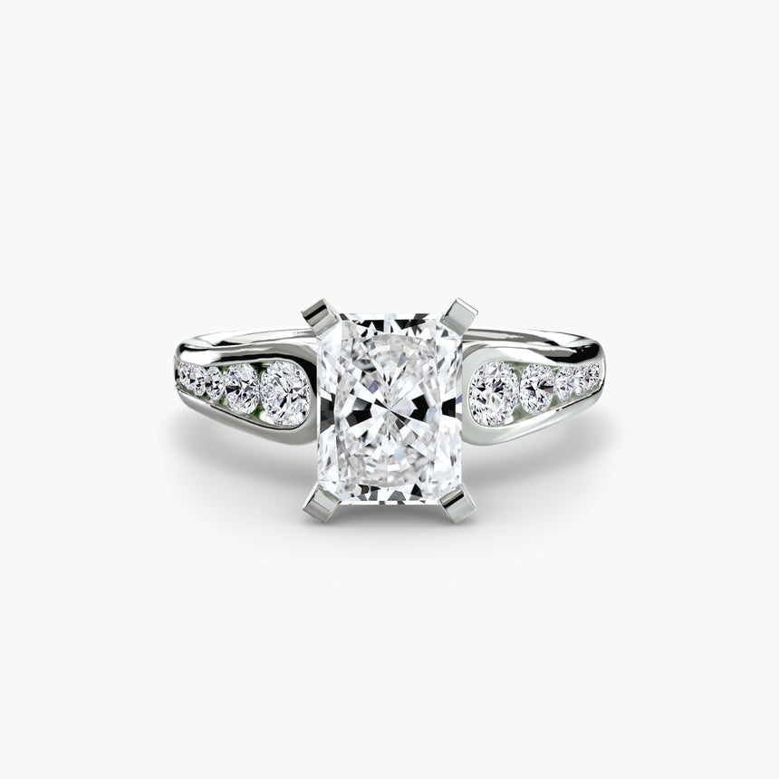 CLARTÉ Radiant Cut Pavé Solitaire Ring Setting in White Gold | SARATTI
