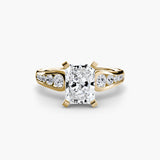 CLARTÉ Radiant Cut Pavé Solitaire Ring Setting in Yellow Gold | SARATTI