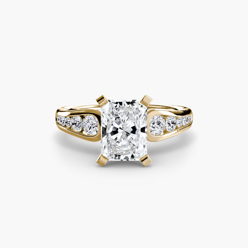 CLARTÉ Radiant Cut Pavé Solitaire Ring Setting in Yellow Gold | SARATTI
