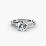 CLARTÉ – Round Cut Pavé Solitaire Ring Setting in 950 Platinum | SARATTI