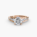 CLARTÉ – Round Cut Pavé Solitaire Ring Setting in Rose Gold | SARATTI