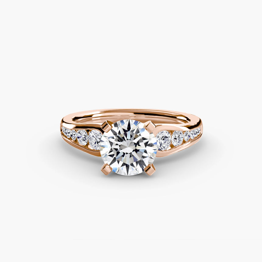CLARTÉ – Round Cut Pavé Solitaire Ring Setting in Rose Gold | SARATTI