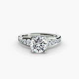 CLARTÉ – Round Cut Pavé Solitaire Ring Setting in White Gold | SARATTI