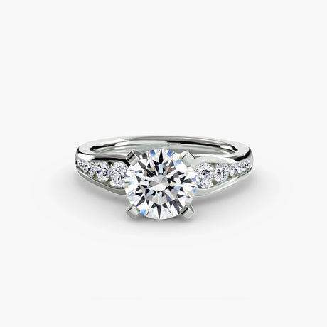 CLARTÉ – Round Cut Pavé Solitaire Ring Setting in White Gold | SARATTI