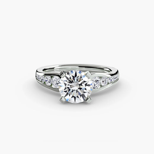 CLARTÉ – Round Cut Pavé Solitaire Ring Setting in White Gold | SARATTI