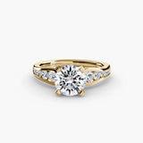 CLARTÉ – Round Cut Pavé Solitaire Ring Setting in Yellow Gold | SARATTI