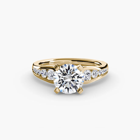 CLARTÉ – Round Cut Pavé Solitaire Ring Setting in Yellow Gold | SARATTI