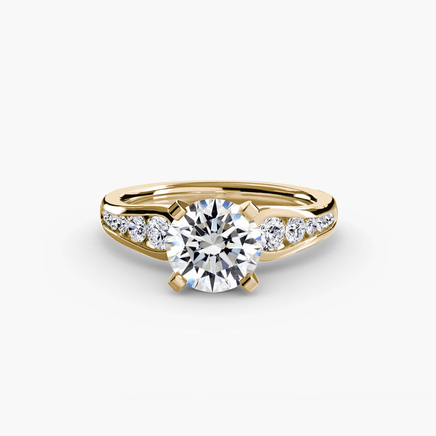 CLARTÉ – Round Cut Pavé Solitaire Ring Setting in Yellow Gold | SARATTI