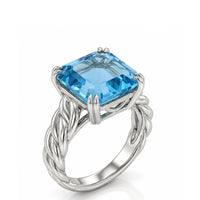 Cordelle – Asscher Cut Aquamarine Rope-Band Solitaire Ring Setting