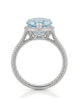 Cordelle Halo Pear Cut Aquamarine Diamond Rope Band Ring Setting in White Gold, rope band detail | SARATTI