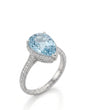Cordelle Halo Pear Cut Aquamarine Diamond Rope Band Ring Setting in White Gold, three-quarter view | SARATTI