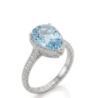 Cordelle Halo – Pear Cut Aquamarine Diamond Rope Band Ring Setting