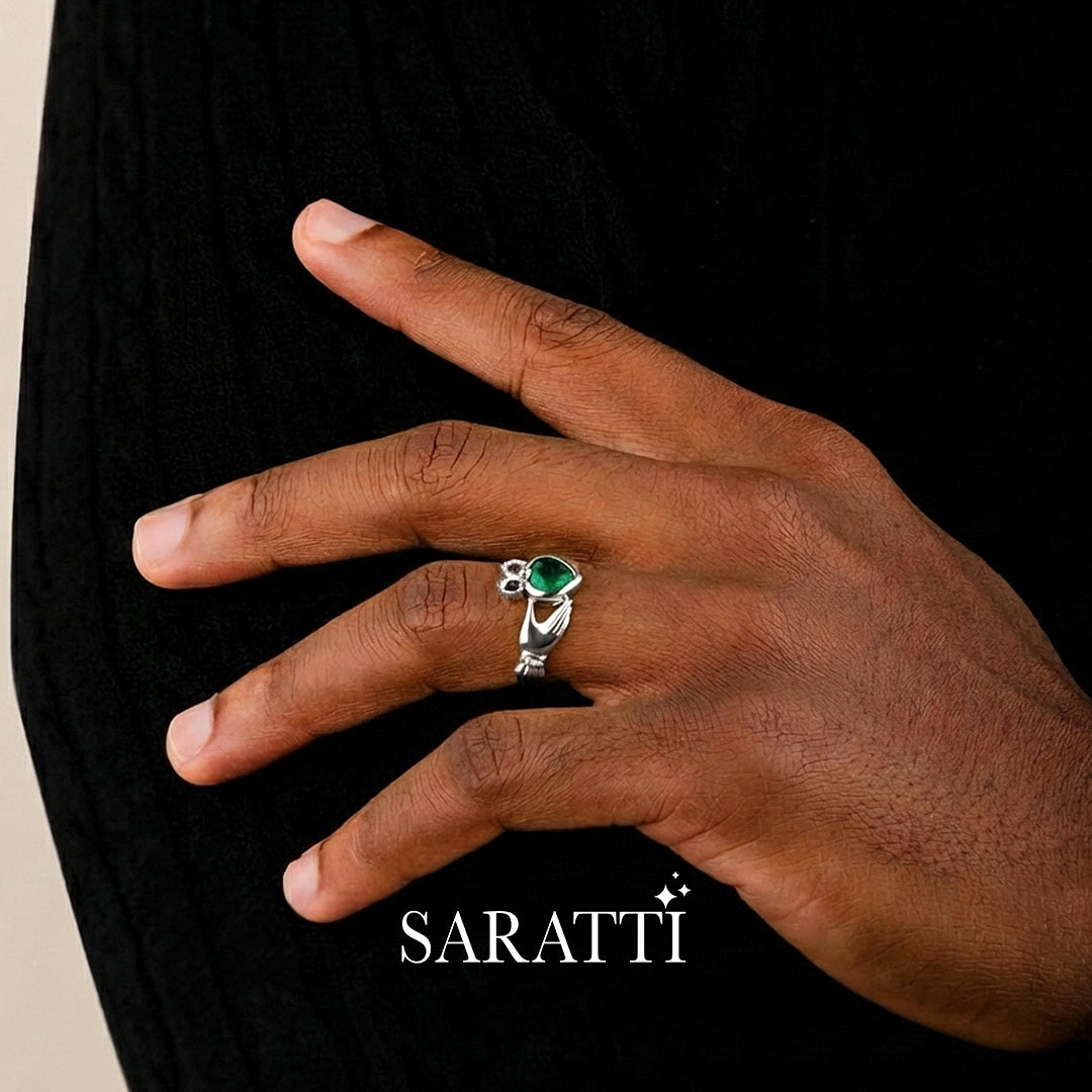 coronet heart emerald ring platinum bezel heart setting | SARATTI