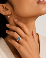 Courant pear-cut Aquamarine sculptural open-band solitaire ring setting in Rose Gold, setting detail | SARATTI