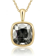 Cushion Cut Gray Spinel bezel-set pendant setting in rose gold, front view | SARATTI