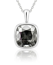 Cushion Cut Gray Spinel bezel-set pendant setting in white metal, alternate angle | SARATTI