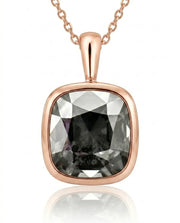 Cushion Cut Gray Spinel bezel-set pendant setting in yellow gold, front view | SARATTI