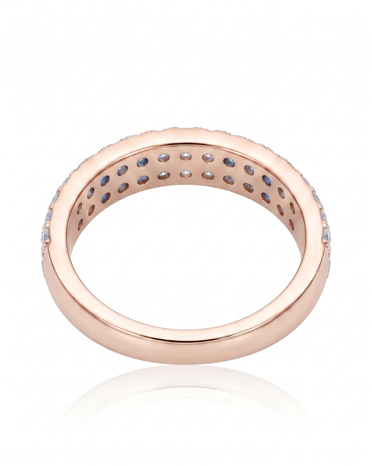 18K rose gold diamond infinity band, detailed studio view | SARATTI