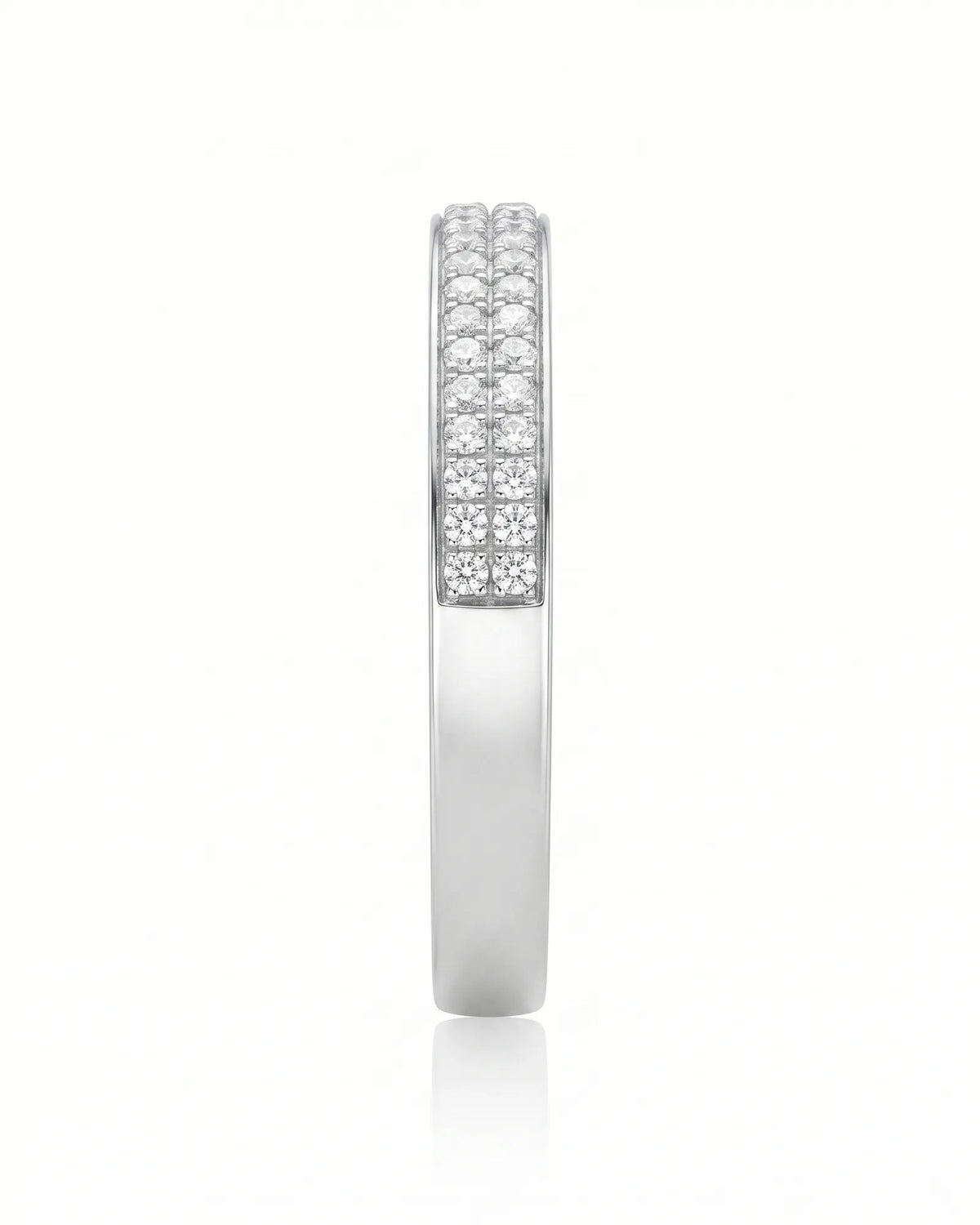 18K white gold diamond infinity band, top profile | SARATTI