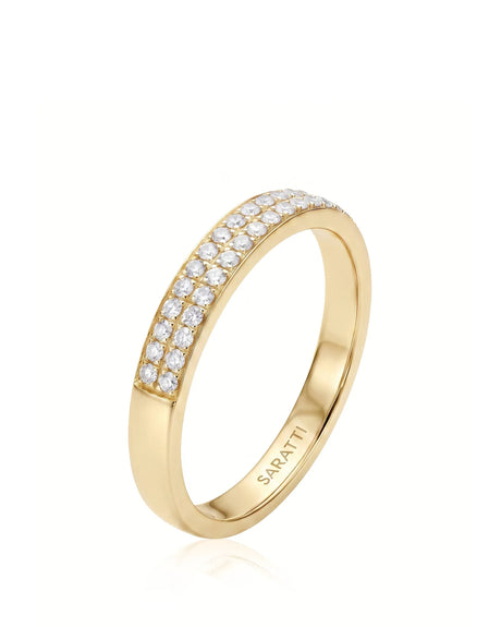 Diamond infinity band in 18K yellow gold, front studio view | SARATTI