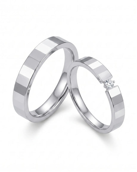 Diamond Nexus natural diamond wedding rings in 18K White Gold, product view 01 | SARATTI