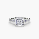 ÉCLAT – Asscher Cut Wide Pavé Solitaire Ring Setting in 950 Platinum | SARATTI
