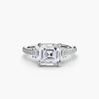 ÉCLAT – Asscher Cut Wide Pavé Solitaire Ring Setting in White Gold | SARATTI
