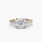 ÉCLAT – Asscher Cut Wide Pavé Solitaire Ring Setting in Yellow Gold | SARATTI
