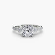 ÉCLAT – Cushion Cut Wide Pavé Solitaire Ring Setting – White Gold view | SARATTI