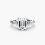 ÉCLAT Emerald Cut wide pavé solitaire ring setting in 950 Platinum | SARATTI