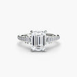 ÉCLAT Emerald Cut wide pavé solitaire ring setting in White Gold | SARATTI