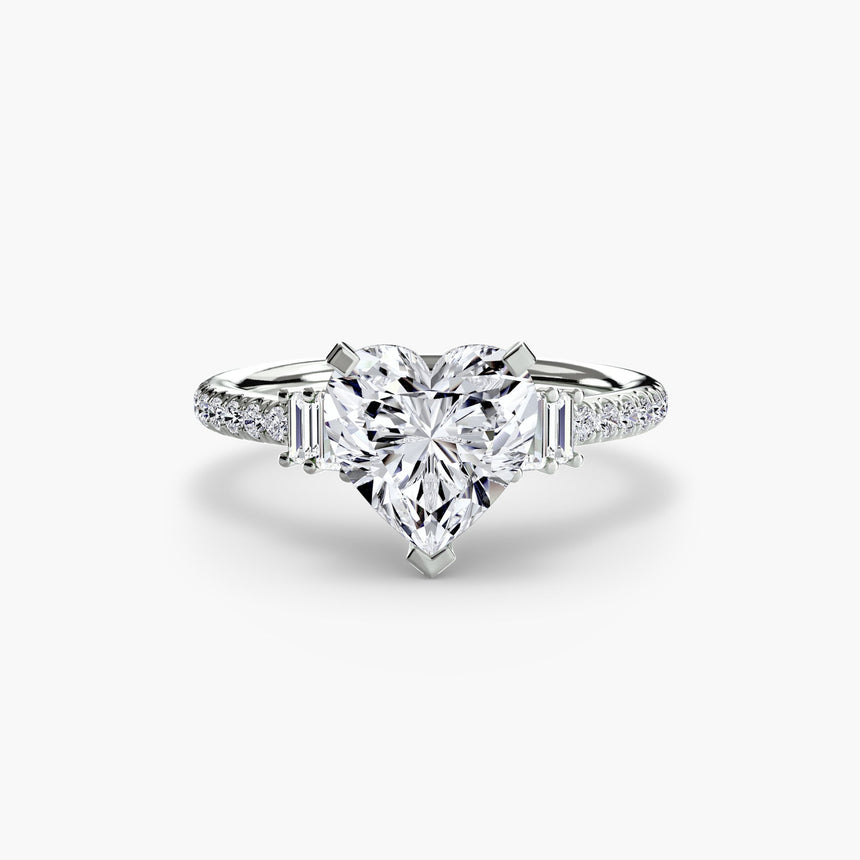 ÉCLAT Heart Cut Wide Pavé Solitaire Ring Setting in 950 Platinum | SARATTI